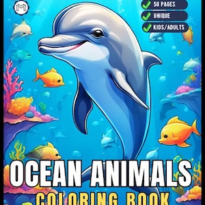 50 Pages Ocean Animals Cute Deep Sea Creatures Fish Coloring Book Gift for Adults Kids Boys Girls Teens Cool Sea Life Fish Coloring Pages