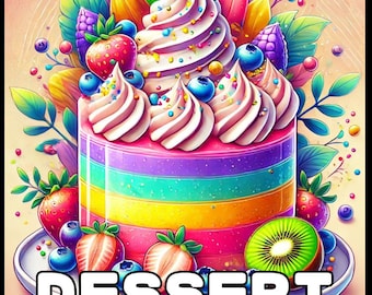 50 Pages Cozy Dessert Foodie Food Lover Coloring Book for Adults Kids Men Women Boys Girls Teens Youth Cupcake Cake Sweet Treat Candy