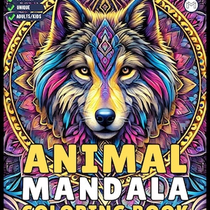 Bold and Easy Animal Mandala Coloring Book Gift for Adults Kids Men Women Boys Girls Teens Youth 50 Pages Animal Mandala Activity Book