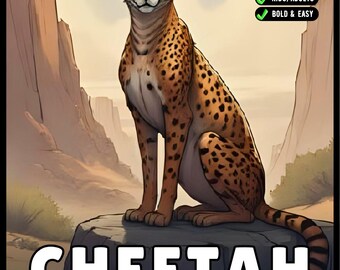 Cool Cheetah Coloring Book Gift for Adults Kids Boys Girls Teens Youth 50 Pages Single Sided Relaxation Wildlife Safari Zoo Animal Coloring