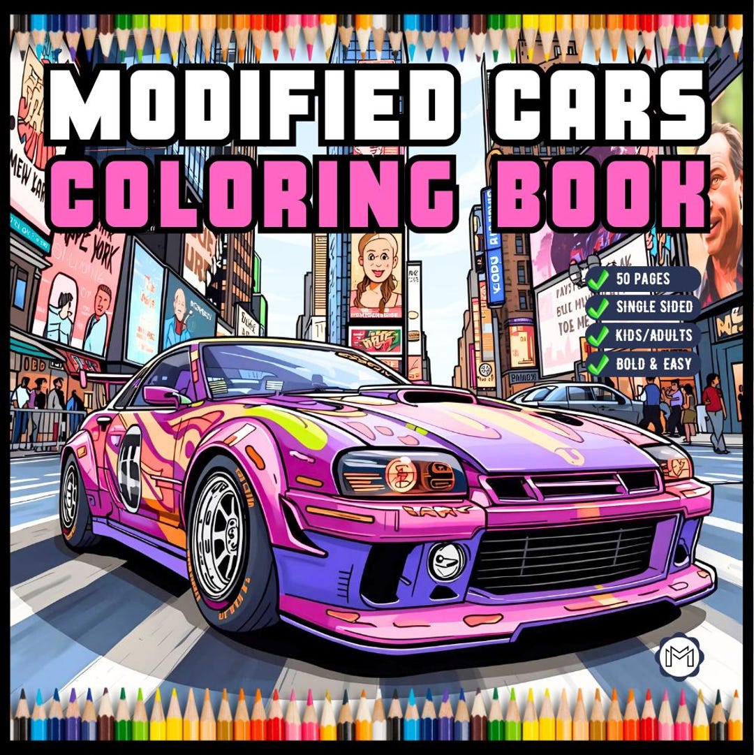 Modified Coloring Book Modified Cars Coloring Book for Adults Men Women Kids Boys Girls Teens ...