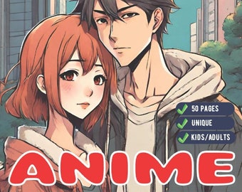 Cute Japanese Anime Coloring Book for Adults Kids Boys Girls 50 Pages Easy Anime Manga Coloring Pages for Kids Coloring Books for Teens