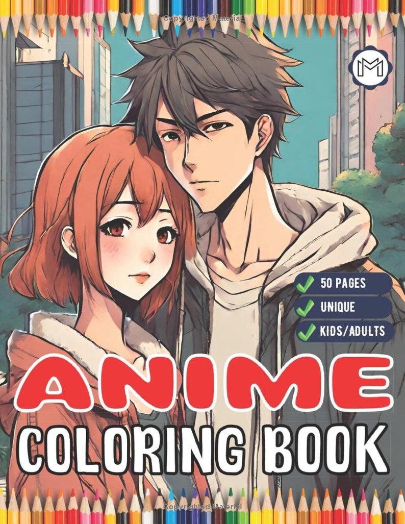 Cute Japanese Anime Coloring Book for Adults Kids Boys Girls 50 Pages Easy Anime Manga Coloring Pages for Kids Coloring Books for Teens image 1