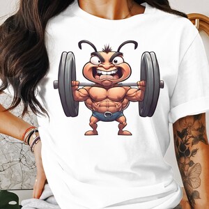 Funny Ant Weightlifter GYM Workout Entomologist Insect Gift T-Shirt Ant Lover Weightlifter Birthday Holiday Present Men Women Kids Tshirt