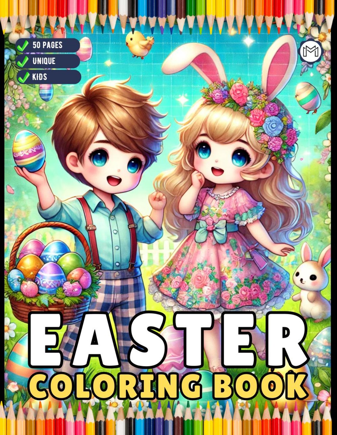 50 Pages Easter Coloring Book Gift for Kids Boys Girls Teens Youth ...