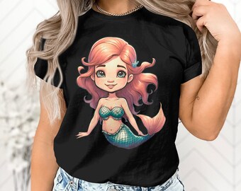 Cute Mermaid Lover Gift for Adult Men Women Kids Girls Boys T-Shirt Ocean Sea Mermaid Lover Birthday Holiday Presents Men Women Kids Tshirt