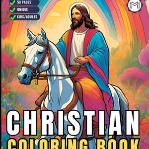 50 Pages Easy Jesus Coloring Book Gift for Adults Kids Children Boys Girls Teens Christian Religion Catholic Bible Stories Coloring Pages