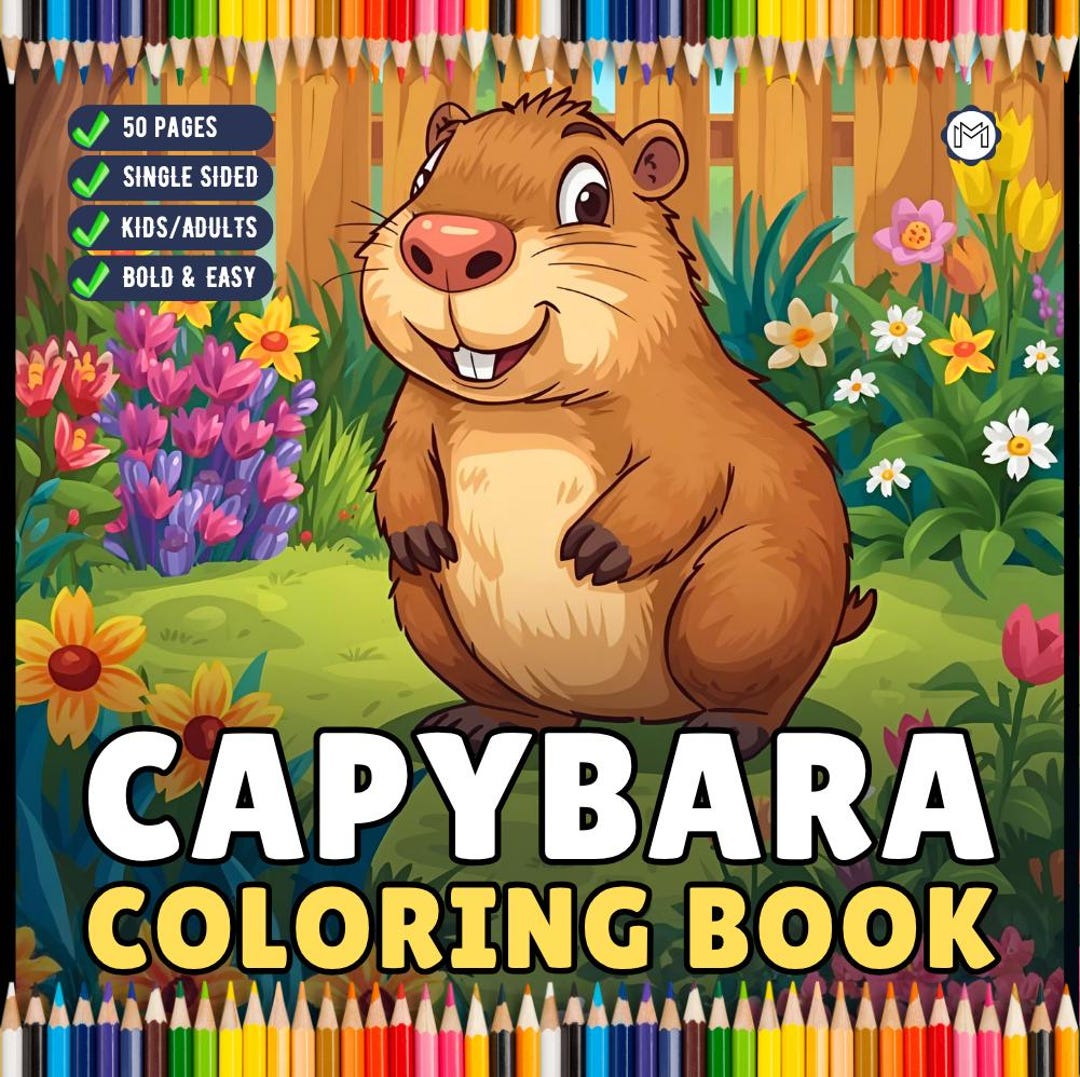 Funny Cute Capybara Animal Coloring Book Gift for Adults Kids Boys ...