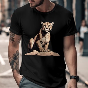 Vintage Mountain Lion King Gift Men Women Girls Boys Kids T-Shirt Mountain Lion Animal Birthday Holiday Presents Tshirt