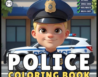 Cool Police Officer Coloring Book Gift for Adults Kids Boys Girls Teens Bold and Easy Cute Police Coloring Activity Book for Children