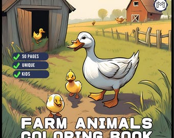 50 Pages Cute Farm Animals Coloring Book Gift for Kids Boys Girls Teens Children Youth Bold and Easy Farm Lover Coloring Activity Book