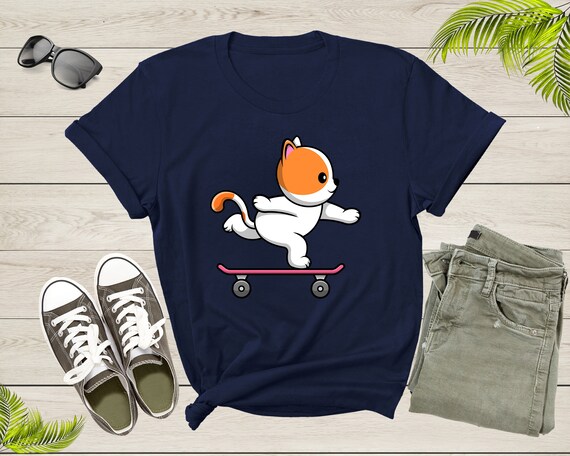 Skateboard Cat T-Shirt Kitten Tshirt Gift Tee Owner Lover Skateboard Cat T-Shirt Kitten Tshirt Gift Tee Owner Lover
