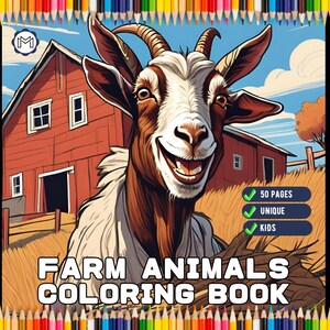 Cute Farm Animals Coloring Book Gift for Kids Boys Girls Teens Children Youth 50 Pages Country Farm Animals Cow Sheep Coloring Sheets
