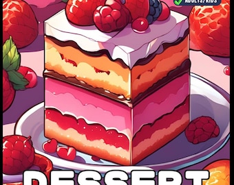 50 Pages Cupcake Cake Sweet Treat Candy Delicious Dessert Coloring Activity Book Children Birthday Present Cozy Dessert Foodie Food Lover