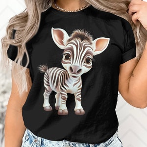 Stripped Pattern Zebra Horse Animal Print Gift Adult Women T-Shirt Cool Zebra Print Design Birthday Holiday Presents Tshirt