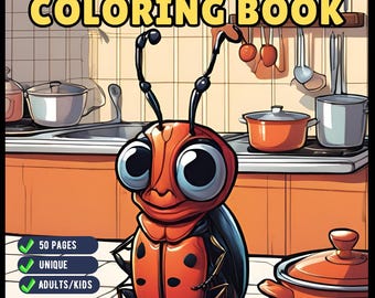 50 Pages Funny Cute Bugs and Insects Coloring Book for Adults Men Women Kids Boys Girls Toddlers Teens Stress Relief Coloring Activity Book