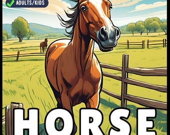 50 Pages Horse Coloring Book Gift for Adults Kids Men Women Kids Boys Girls Teens Cute Horse Animal Coloring Activity Sheets for Farmers