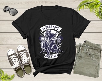 Apocalypse Rock Star Guitarist Musician Guitar Player Rocker T-shirt Rocker Shirt Rock N Roll Guitar Shirt Gift Heavy Metal Rocker Shirt