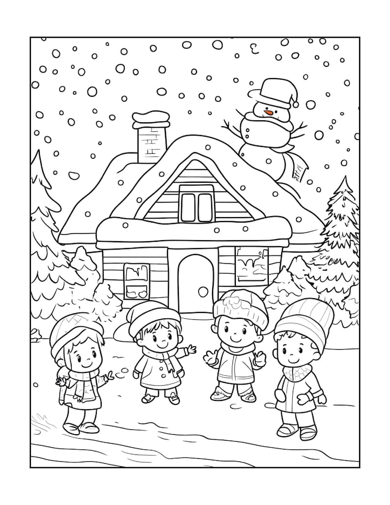 50 Pages Christmas Coloring Book Gift for Adults Men Women Kids Boys ...