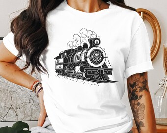 Train Locomotive Tshirt, Train Lover Shirt, Railroad Tshirt, Train T-Shirt, Gift for Train Lovers, Train Engine Gift Present Shirt