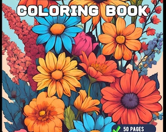 50 Pages Valentines Art Flowers Coloring Book Gift for Adults Kids Men Women Boys Girls Teens Cute Floral Coloring Pages for Children Youth