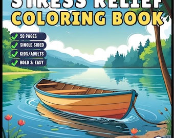 Stress Relief Relaxation Coloring Book Gift for Adults Kids Men Women Boys Girls Young Teens 50 Pages Single Sided Cozy Places Bold and Easy