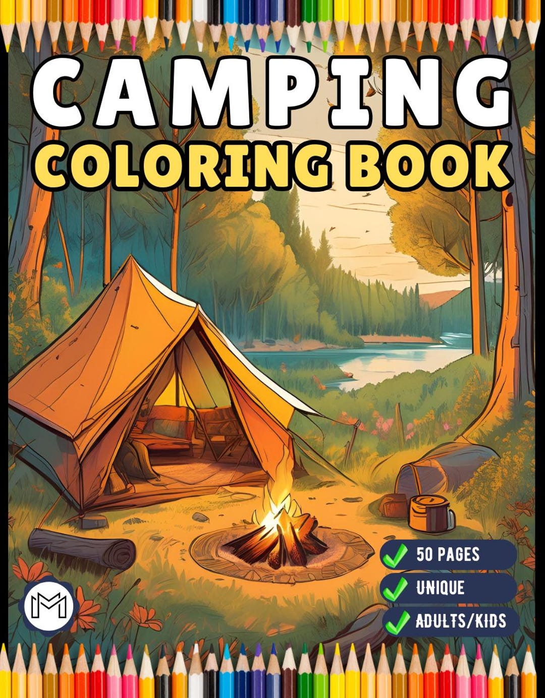 Camping Coloring Book Gift for Adults Kids Ages Men Women Boys Girls ...