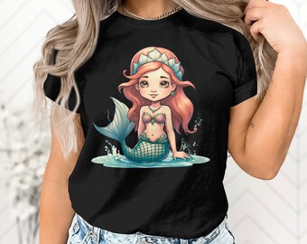 Cute Mermaid Lover Gift for Adult Men Women Kids Girls Boys T-Shirt Ocean Sea Mermaid Lover Birthday Holiday Presents Men Women Kids Tshirt