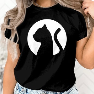 Halloween Black Cat at Moon Gift T-Shirt, Halloween T-Shirt, Witch T-shirts, Halloween Costumes Lover T Shirt Halloween Season Tshirt