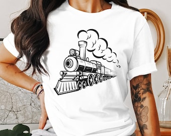 Train Locomotive Tshirt, Train Engine T-shirt Gifts for Men Women Boys Girls Teens, Ladies Funny Tshirt Steam Train Lover Gift Tshirt