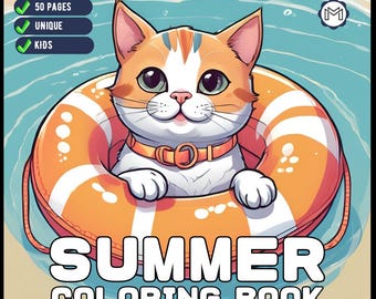 50 Pages Kawaii Summer Coloring Book Gift for Kids Boys Girls Teens Youth Stress Relief Relaxation Summer Vacation Coloring Pages