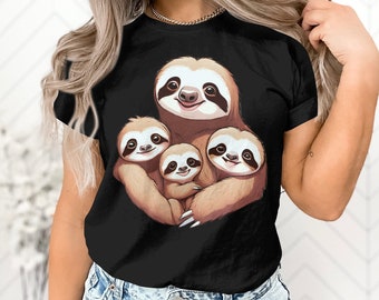 Cute Mama Sloth and Baby Family Mom Mother Gift Women Wife T-Shirt Mom Mama Sloth Babies Birthday Holiday Present Men Women Kids Tshirt