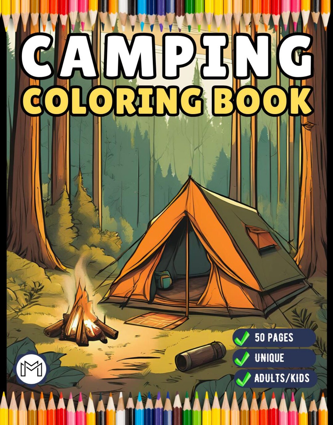 Camping Coloring Book Gift for Adults Kids Ages Men Women Boys Girls ...