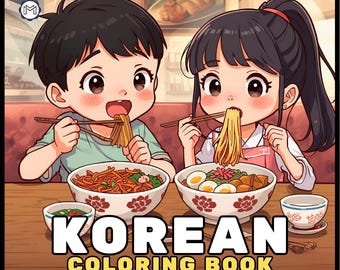 Cozy Korean Coloring Book for Adults Men Women Kids Young Boys Girls Teens 50 Pages Single Sided South Korean Culture Coloring Activity Book