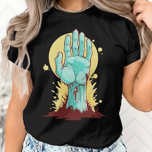 Funny Halloween Zombie Monster Hand Gift for Men Women Kids T-Shirt Vintage Horror Zombie Birthday Holiday Presents Tshirt