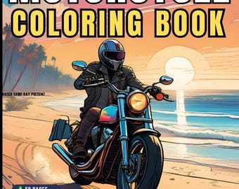 Motorcycle Coloring Book Gift for Adults Men Women Kids 50 Pages Motorbike Rider Coloring Sheets for Boys Girls Teens Moto Biker Coloring