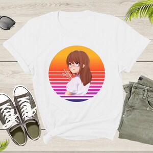 Beautiful Japanese Retro Anime Girl Manga Design T-shirt For Men Women Cute Anime Shirt For Kids Teens Boys Girls Teenager Anime Gift Tshirt
