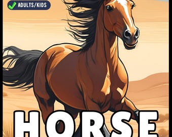 50 Pages Horse Coloring Book Gift for Adults Kids Men Women Kids Boys Girls Teens Cute Horse Animal Coloring Activity Sheets for Farmers