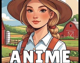 Cute Anime Farm Girls Coloring Book Gift for Adults Men Women Kids Boys Girls Teens Bold and Easy 50 Pages Single Sided Anime Farmer Girls