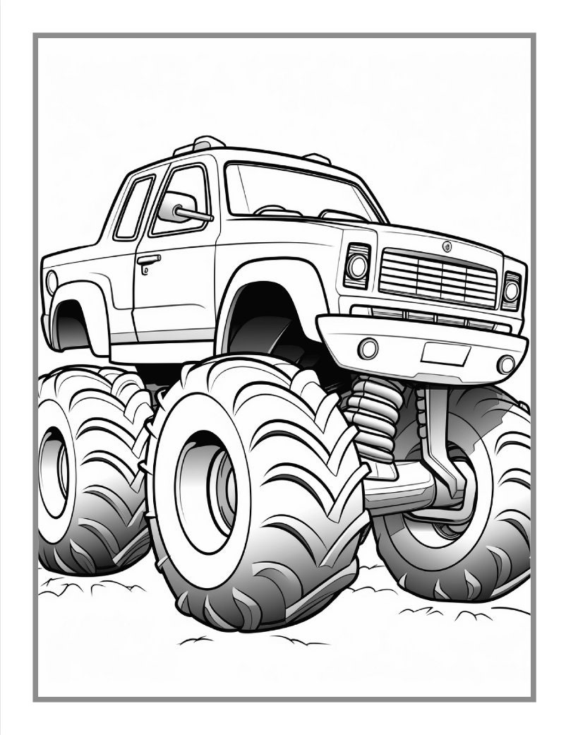 Monster Truck Coloring Book for Kids Children and Adults 50 Pages ...