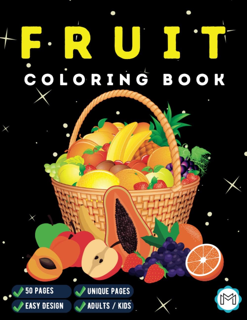 Fruits Watercolor Coloring Book Handmade Illustration Adult Coloring Book,  Workbook Gift 