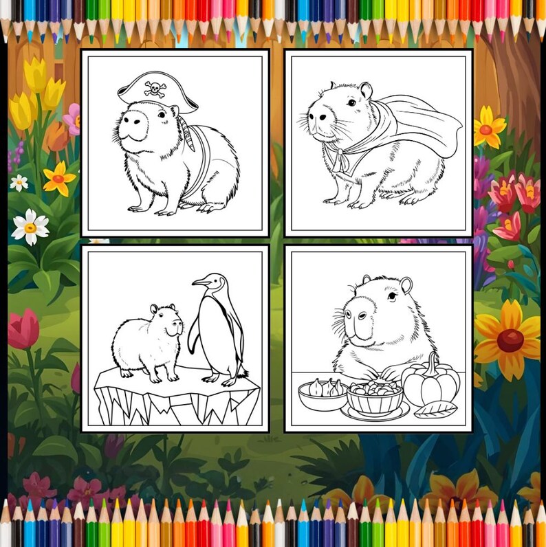 Funny Cute Capybara Animal Coloring Book Gift for Adults Kids Boys ...