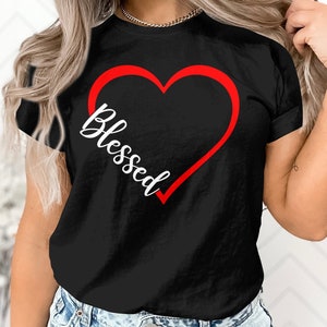Blessed Heart Christian Religious Faith Inspirational Gift for Religious Men Women Kids Boys Girls T-Shirt