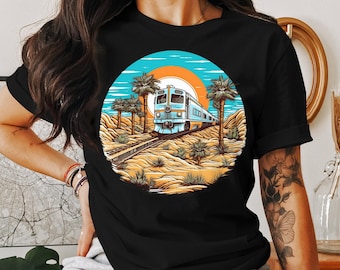 Vintage Train Locomotive Tshirt, Mens Soft Tee, Train Lover Tshirt, Gift for Train Collector, Gift for Train Lover Railroad T-Shirt