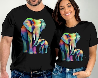 Elephant Lover T-Shirt, Elephant T-Shirt, Animal Lover Tee, Wildlife Shirt, Animal T-Shirt, Elephant Shirt Colorful Elephant Tshirt Gift
