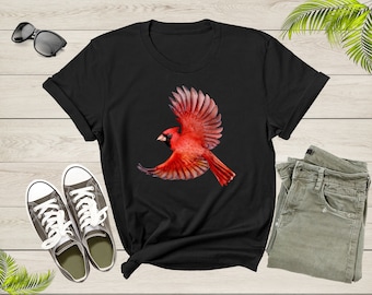 Cute Flying Northern Red Cardinal Bird Redbird Wings T-Shirt Cardinal Bird Lover Gift T Shirt for Men Women Kids Boys Girls Graphic Tshirt