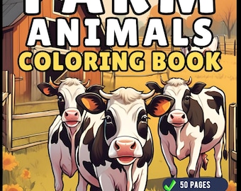 50 Pages Cute Farm Animals Coloring Book Gift for Adults Kids Men Women Boys Girls Children Country Farm Animals Cow Sheep Coloring Sheets