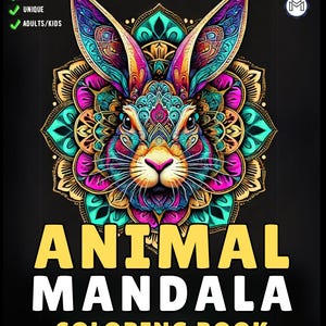 Bold and Easy Animal Mandala Coloring Book Gift for Adults Kids Men Women Boys Girls Teens Youth 50 Pages Animal Mandala Coloring Book