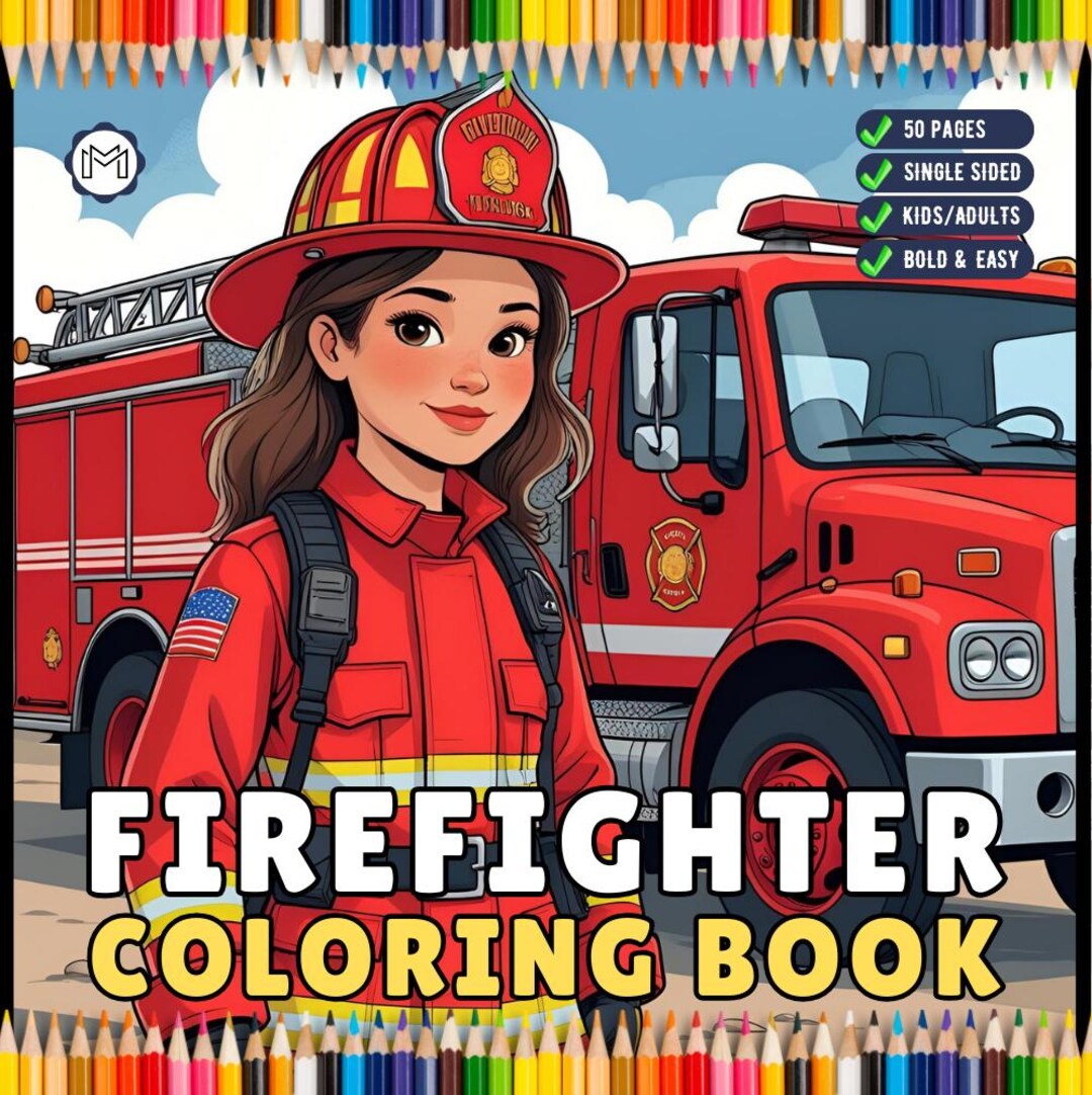 Cool Firefighter Coloring Book Gift for Adults Men Women Kids Boys ...