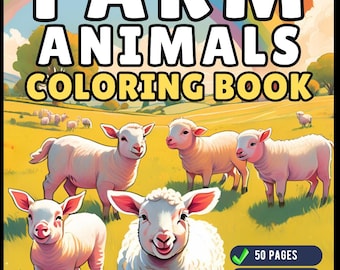 50 Pages Cute Farm Animals Coloring Book Gift for Adults Kids Men Women Boys Girls Children Country Farm Animals Cow Sheep Coloring Sheets